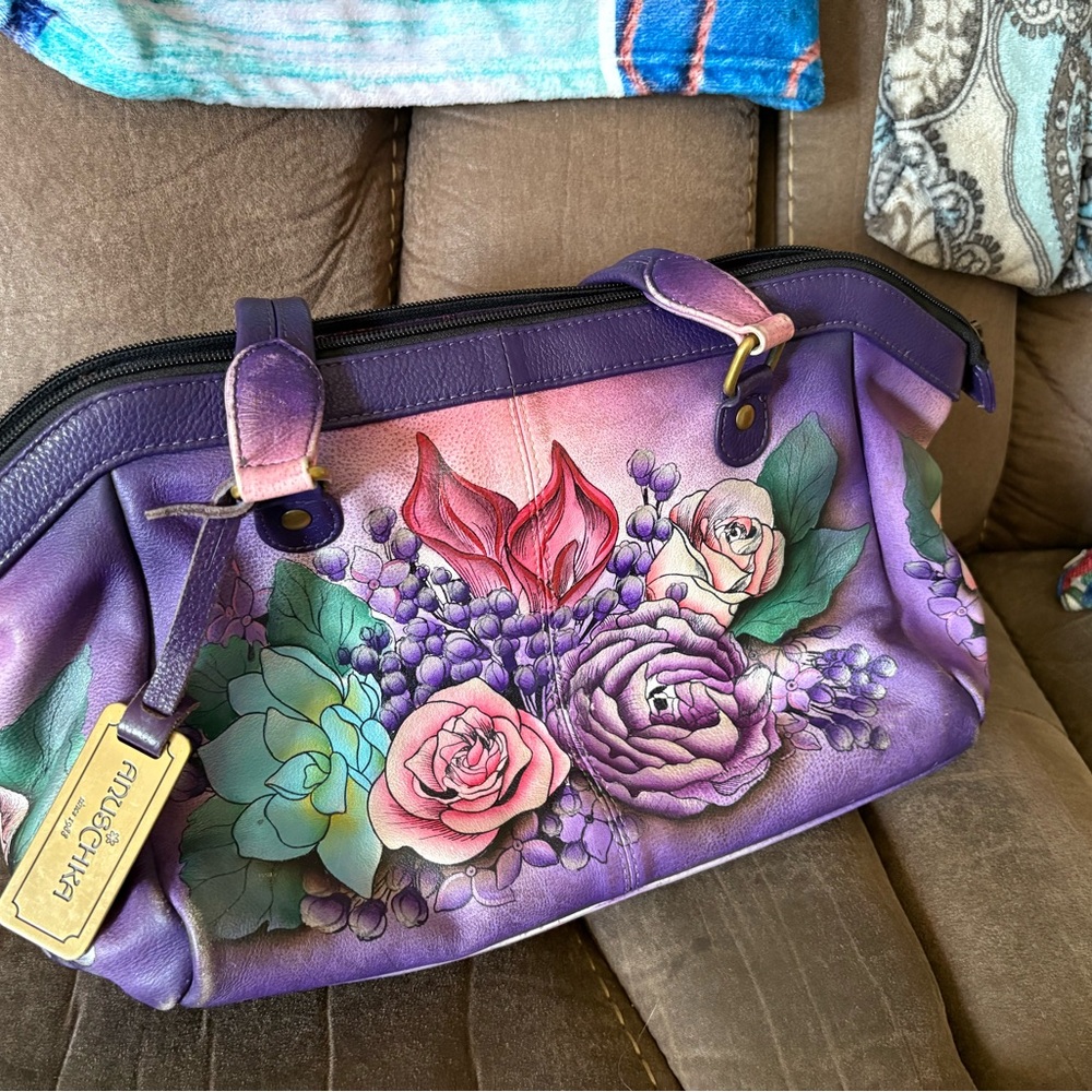 Anuschka Purple Floral Women's Bag